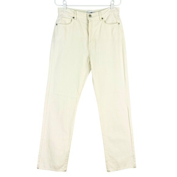 Loft Women's The Relaxed Straight Leg Cream Jeans 27/4 High Rise Cotton NWOT - Picture 1 of 13